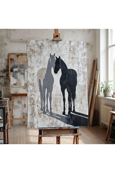 Nurşahın Resimleri El Yapımı At Dekoratif Kanvas Tablo