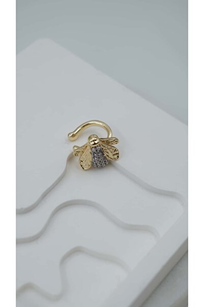 Jerie Gold Zirkon Taş Arı Figür Earcuff Kıkırdak Küpe
