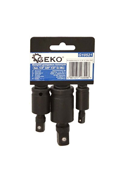 GEKO SET ADAPTOARE IMPACT CU ARTICULATIE CARDANICA 1/4'', 3/8'' 1/2'' 3 PIESE