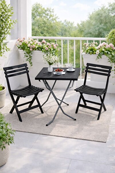 Alezy CRN Katlanabilir Plastik Masa Sandalye Takımı - Balkon, Bahçe ve Teras ...