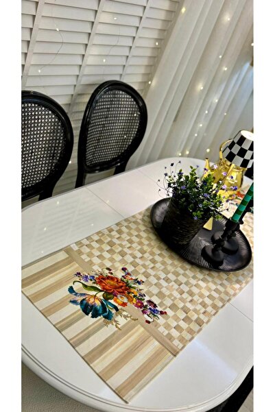 Nef’s Atelier Mocha Lady Flower Patterned Runner 40*140 cm