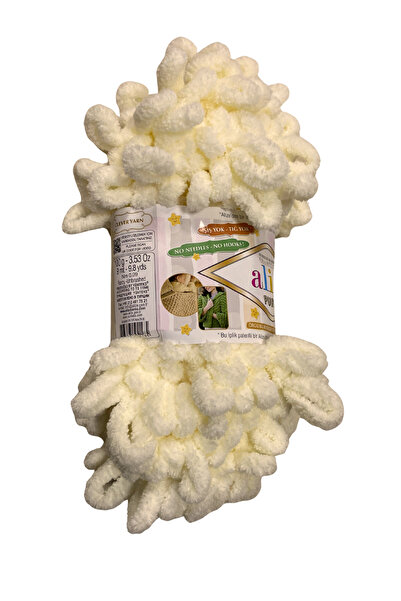 Alize Puffy Hand Knitting Yarn - 62 Beige - 1 Piece - 100 Gr - Finger Knittin...