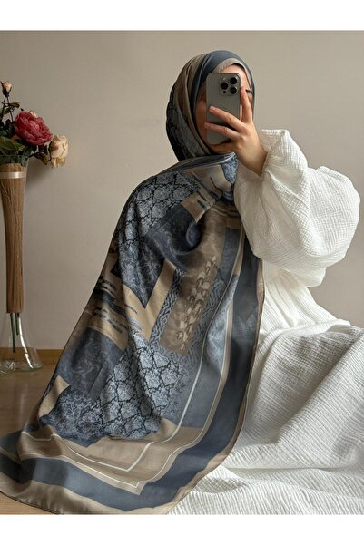 Qalortex Scarf Etro Pattern Shawl-Anthracite/Mink