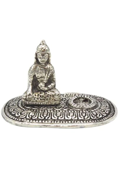 OEM Metal Incense Stick and Cone Holder, Buddha, Silver, 7.5X5.5 cm