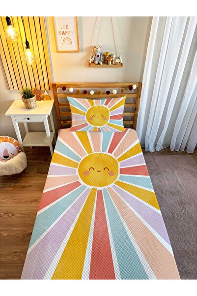 Evmila Gülen Güneş Desenli Tek Kişilik Bebek & Çocuk Pike Takımı