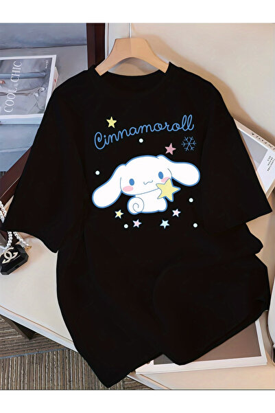 ELAN WEAR تيشيرت أبيض للجنسين مطبوع أرنب، مقاس كبير، مناسب للنساء والرجال