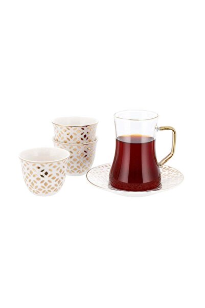Generic Dallaty white with gold patterns Tea and coffee cups set 18 pcs