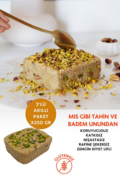 Mikro Herküller Glutensiz 3'lü Rafine Şekersiz Antep Fıstıklı Yaz Helvası 3x2...