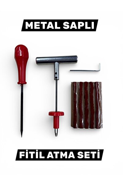 Yerli Metal Saplı Fitil Atma Seti – Lastik Tamir Kiti (Profesyonel Kullanım)