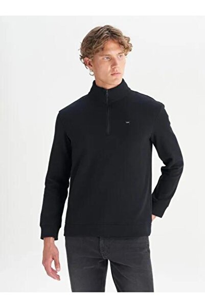 WRANGLER Pamuklu Regular Fit Dik Yaka Fermuarlı Selanik Örgü Sweatshirt