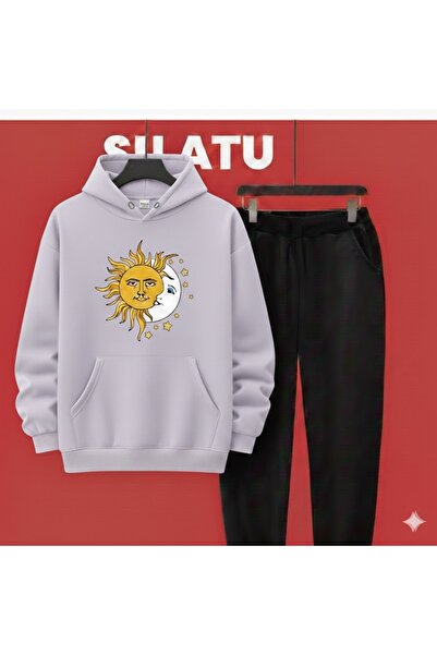 TUNWEX Unisex Hooded Sun Moon Black 2-Piece Set