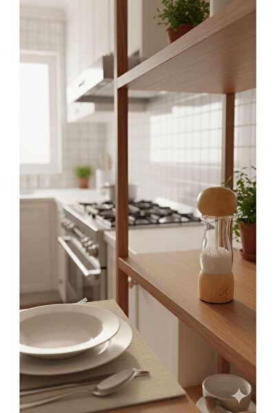 ELZEMHOME مطحنة ملح وفلفل فاخرة من الأكريليك الشفاف مع غطاء خشبي قابل للتعديل