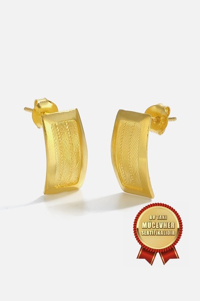 MEKS JEWELS 925 Ayar Gümüş Altın Kaplama Trabzon Hasır El İşi Küpe