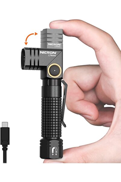 NICRON EDC Flashlights Rechargeable, 90 Degree Flashlight with Magnet 400 Hig...