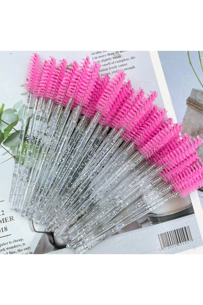 Choice Pink 50Pcs Makeup Brushes Disposable Crystal Eyebrow Brush Diamond Han...