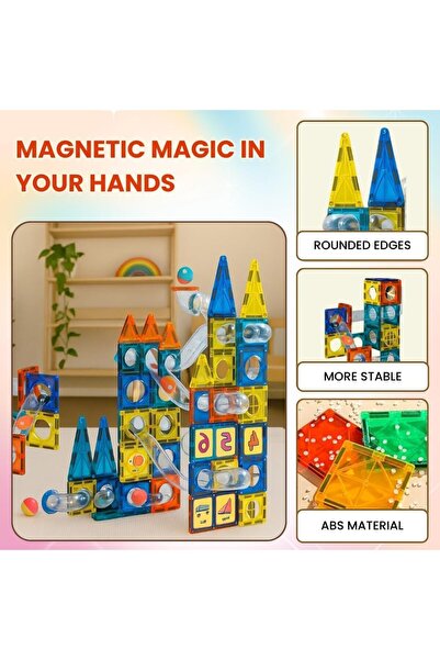 Generic 97 PCS Magnetic Tiles for Kids Ages 3+ – STEM Educational Construction Blocks – Creative 3D Magn