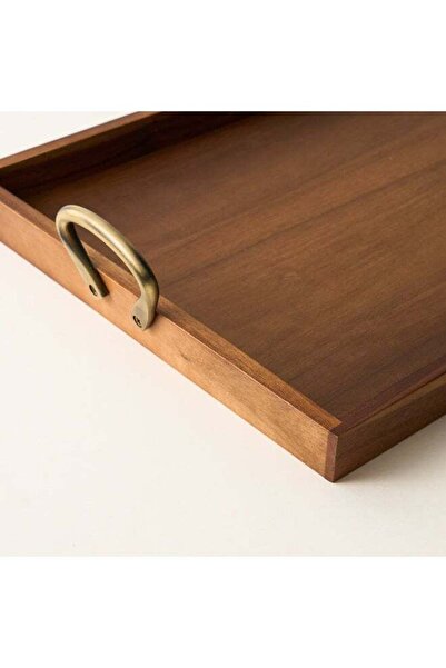 Generic Dallaty Wood Tray Rectangular With Handle 54.3X35.6X8Cm