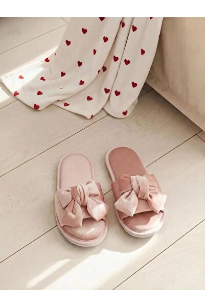 LC Waikiki Women's House Slippers with Pink Bow Figure (S6)