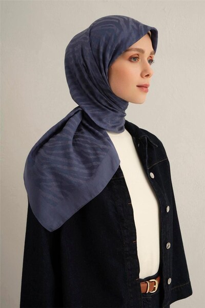 Armine Stylish Modern Patterned Scarf Blue Scarf