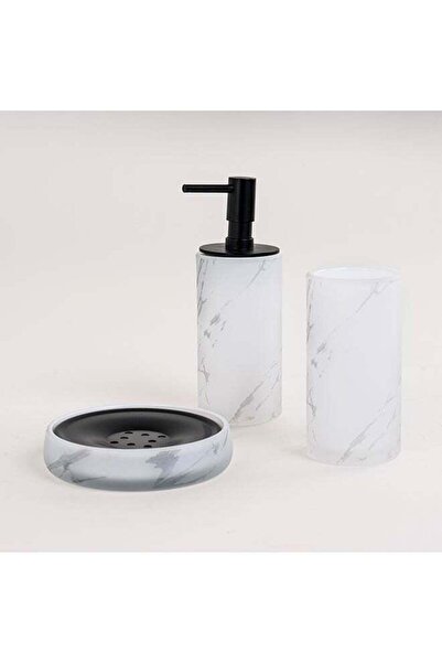 Generic Homez 3 Piece Bath Accessories Set Glass Metal Elite Gray