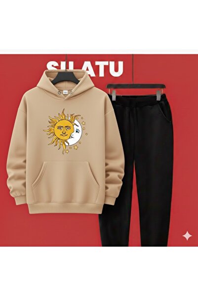 TUNWEX Unisex Hooded Sun Moon Black 2-Piece Set