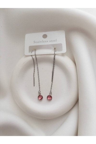 Minne Jewelry-Accessory Chain Dangle Earrings - Beaded Colorful Dangle Earrings - Steel Dangle Earrings