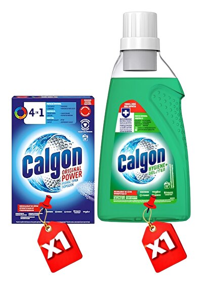 Calgon Gel detartrant 4 în 1 pentru mașina de spălat, 750 ml, verde + pudră a...