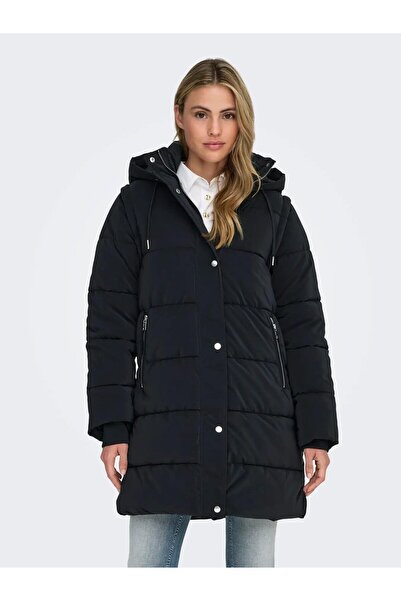 ONLY Women's Onldıxıe Hooded Long Puffer Jacket 15349120 Black