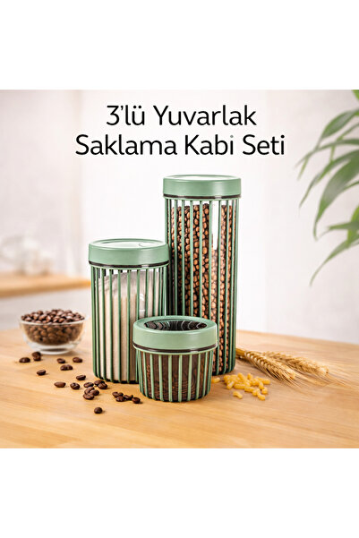 Padilon 3-Piece Round Storage Container Set 500 ml + 1.1 Lt + 1.7 Lt Glass-Lo...