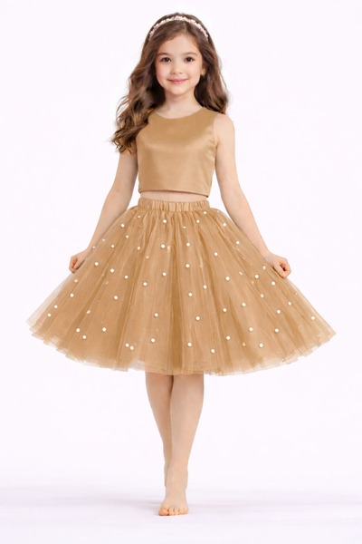 SUNEH Kız Çocuk İnci Detaylı Taba Tütü Etek Doğum Günü Mezuniyet Parti Etek