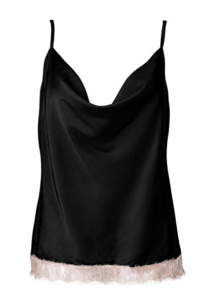 Noblesse Oblige Silk top with black Luna lace, XL,