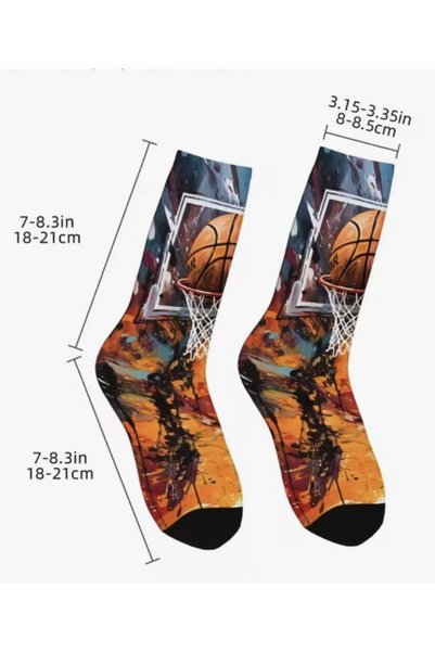 By Saadet Özkanlı Colorful Women's Basketball Patterned Sports Dance and Yoga Knee-Length Socks