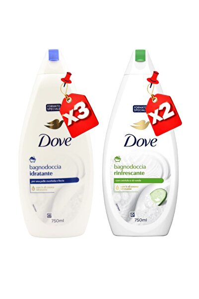 Dove SHOWER GEL 750ML Moisturizing X3 + 750ML REFRESHING X2