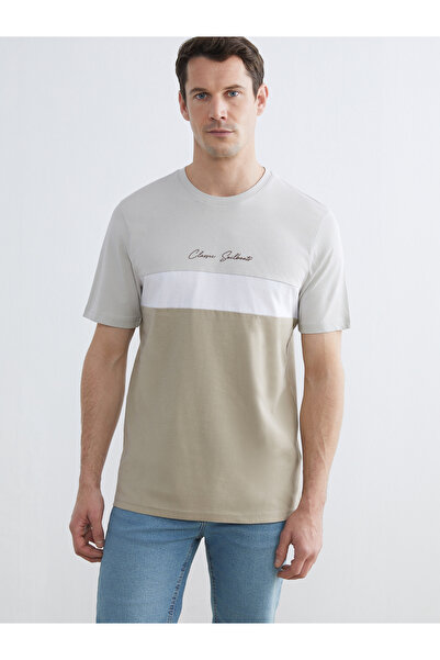 LC Waikiki Tricou bărbătesc din jerseu colorblock cu guler rotund