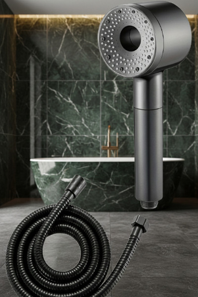 KHAKMA 5 Fonksiyonlu Duş Başlığı, Pratik 2'li Duş Seti, Duş Başlığı-Hortum