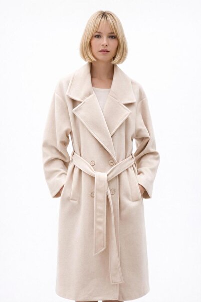 EGZOTİK ASORTİK Feather-Trimmed Belted Coat