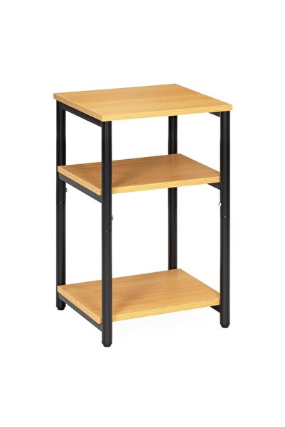 SERSIMO Noptieră cu 3 rafturi din PAL și cadru metalic, 35x31x59 cm, maro