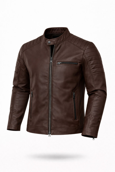 Mero Life Men's Brown Slim Fit Leather Jacket