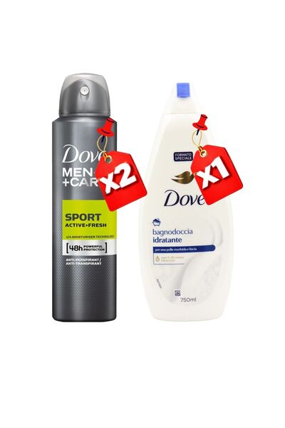 Dove 250ML MEN SPORT ACTIVE FRESH X2 + 750ML Moisturizing GEL X1