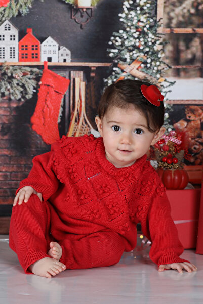 KUEZA KIDS Bebek %100 Pamuk Ajurlu Desenli Uzun Kollu Triko Örme Tulum (1-18 Ay)