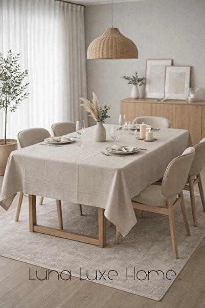 Luna Luxe Home Noa | Sade Tasarım Çizgili Colber Masa Örtüsü (160x220cm)