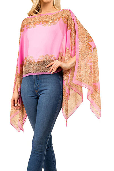 dorbe elegant pink boat neck asymmetrical women's cocktail party wear poncho top
