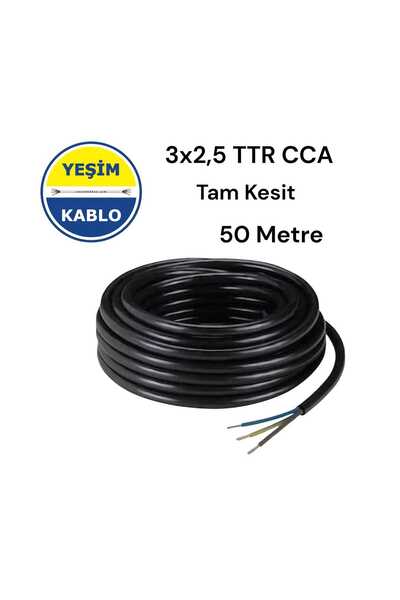 YEŞİM KABLO 3x2.5 Ttr Cca Tam Kesit Siyah Renk Kablo 50 Metre