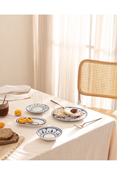 Madame Coco Blanqua 26 Parça Kahvaltı Takımı - Mavi/Beyaz