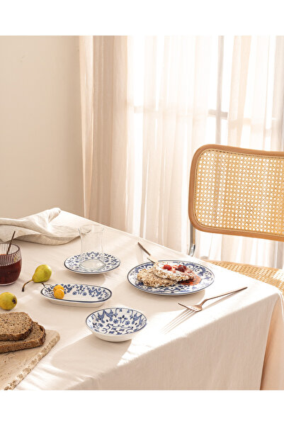 Madame Coco Celaya 26 Parça Kahvaltı Takımı - Mavi/Beyaz