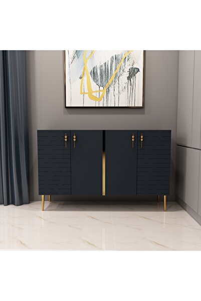 morepp Salkım 120 cm konsol, tv ünitesi, çok amaçlı dolap Antrasit-Altın