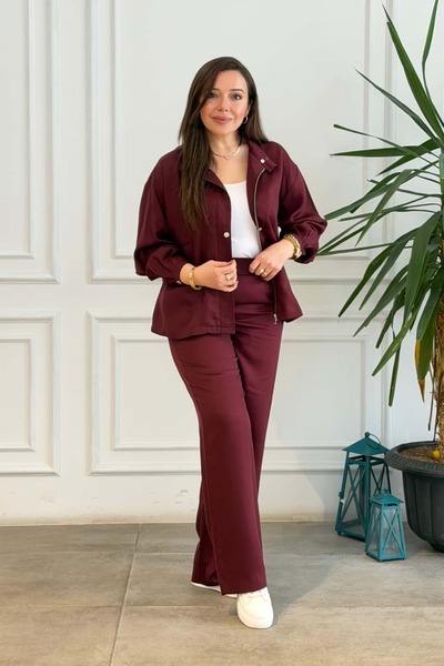 Yağmur Butik بنطلون تينسل واسع الساقين مع خصر مطاطي