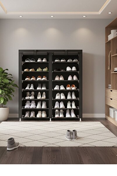 tubihome Ayakkabılık 2 Bölmeli Çok Amaçlı Bez Dolap