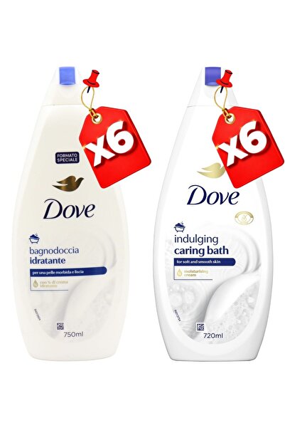 Dove GEL DE DUȘ 750ML Hidratant X6 + 720ML BAIE DE DUȘ RĂSFĂȚITOARE X6
