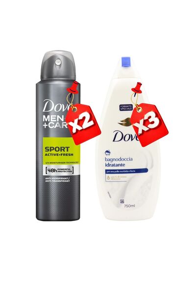 Dove 250ML MEN SPORT ACTIVE FRESH X2 + 750ML Moisturizing GEL X3